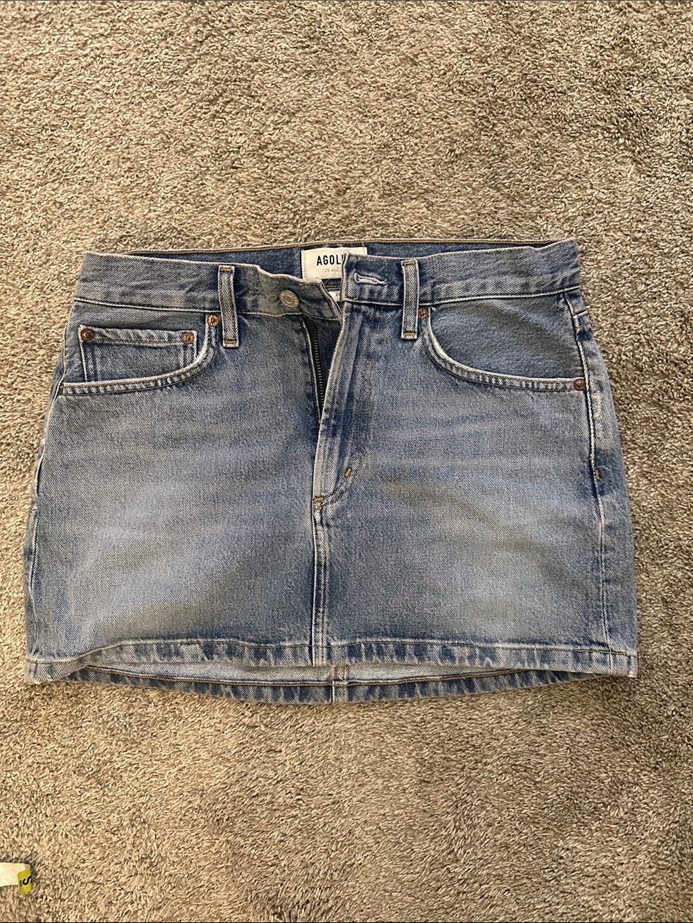 Agolde Classic Light Wash Denim Mini Skirt